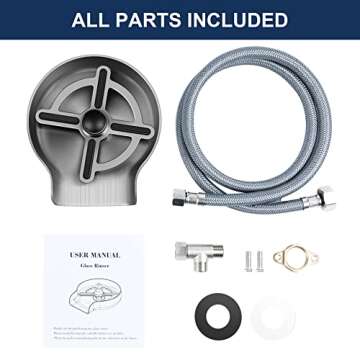 Jifunull Metal Glass Rinser for Kitchen Sink, Faucet Glass Washer Cleaner, Bottle Washer, Cup Rinser, Kitchen Sink Accessories, Stainless Steel, Brush Nickel