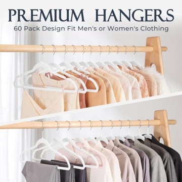 HOUSE DAY Velvet Hangers 60 Pack for Closet Organization