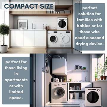 Compact 950W Portable Clothes Dryer for Small Spaces