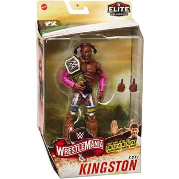 WWE Kofi Kingston Elite Collection Wrestlemania 35 Action Figure with Deluxe Articulation, Life-Like Detail, Authentic Ring Gear, Swappable Hands & Accessory