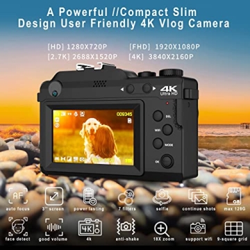 4K Vlogging Camera with WiFi & Free 32G Card
