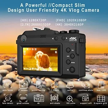 4K Vlogging Camera with WiFi & Free 32G Card