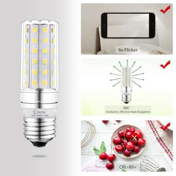 LED Light Bulb 100w Equivalent 1200 Lumen 6000K Cool Daylight White 12W LED Super Bright Bulb E26 Base Non-Dimmable Chandelier Light Bulbs for Home Indoor LED Corn Light Bulb Pack of 4