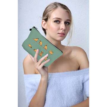 LOOMILOO Cosmetic Bag for Women, Adorable Roomy Makeup Bags Travel Water Resistant Toiletry Bag Accessories Organizer Cute Gifts (Yoga pug 51820)