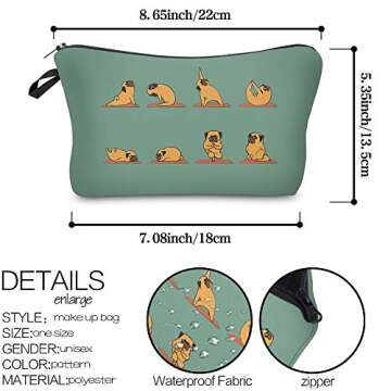 LOOMILOO Cosmetic Bag for Women, Adorable Roomy Makeup Bags Travel Water Resistant Toiletry Bag Accessories Organizer Cute Gifts (Yoga pug 51820)