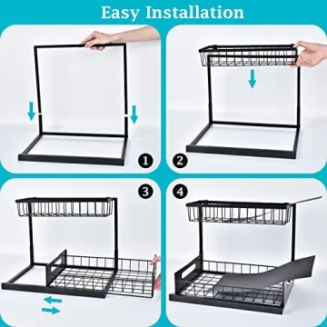 REALINN Under Sink Organizer - 2 Tier Slide Out Shelves