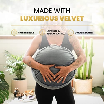Ajna Velvet Buckwheat Meditation Cushion with Carry Bag