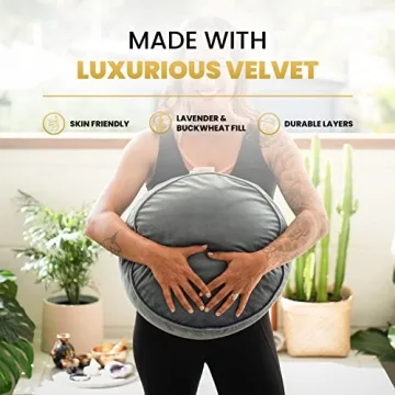 Ajna Velvet Buckwheat Meditation Cushion with Carry Bag