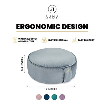 Ajna Velvet Buckwheat Meditation Cushion with Carry Bag