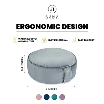 Ajna Velvet Buckwheat Meditation Cushion with Carry Bag