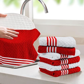 Oxycott 8 Pack Cotton Kitchen Towels - Absorbent & Durable