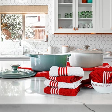 Oxycott 8 Pack Cotton Kitchen Towels - Absorbent & Durable