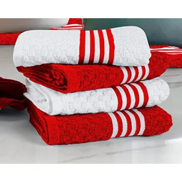 Oxycott 8 Pack Cotton Kitchen Towels - Absorbent & Durable