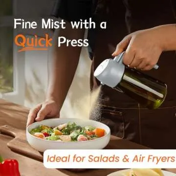 TrendPlain - Original 16oz/470ml Olive Oil Dispenser Bottle for Kitchen Gadgets and Air Fryer Accessories - Olive Oil Sprayer for Cooking w/Stickers (Light Blockage) - Ash