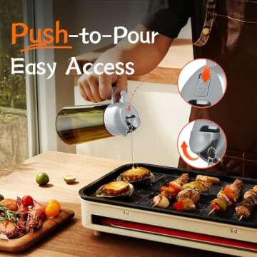 TrendPlain - Original 16oz/470ml Olive Oil Dispenser Bottle for Kitchen Gadgets and Air Fryer Accessories - Olive Oil Sprayer for Cooking w/Stickers (Light Blockage) - Ash