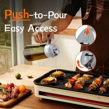 TrendPlain - Original 16oz/470ml Olive Oil Dispenser Bottle for Kitchen Gadgets and Air Fryer Accessories - Olive Oil Sprayer for Cooking w/Stickers (Light Blockage) - Ash