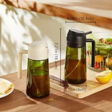 TrendPlain - Original 16oz/470ml Olive Oil Dispenser Bottle for Kitchen Gadgets and Air Fryer Accessories - Olive Oil Sprayer for Cooking w/Stickers (Light Blockage) - Ash