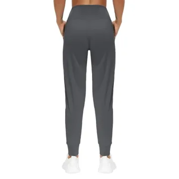 THE GYM PEOPLE Women's Joggers Pants Lightweight Athletic Leggings Tapered Lounge Pants for Workout, Yoga, Running Dark Grey