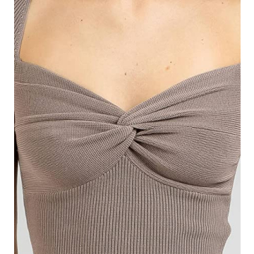 SAFRISIOR Sweetheart Neck Rib Knit Crop Top for Women