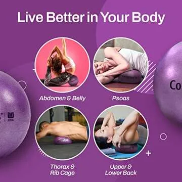 Tune Up Fitness – Coregeous Ball | Psoas Release Tool, Abdominal, Belly & Lower Back Release | Core Ball, Exercise Ball for Low Back, Stress & Digestive Relief, Improved Breathing & Sleep (Iris)