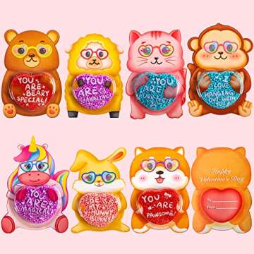 Kiddokids 28 Packs Valentines Day Gift Cards Filled with Colorful Foam Squishy Slime for School Classroom Valentine’s Exchange Greeting Cards