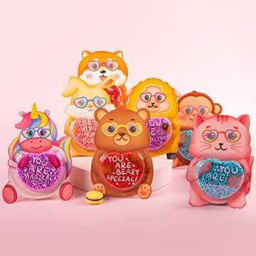 Kiddokids 28 Packs Valentines Day Gift Cards Filled with Colorful Foam Squishy Slime for School Classroom Valentine’s Exchange Greeting Cards