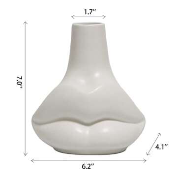 Fauevav Body Vase White Ceramic Vase for Modern Home Decor, Lip Shape Flower Holder for Wedding Dinn...