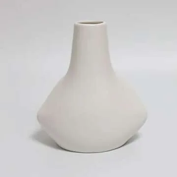 Fauevav Body Vase White Ceramic Vase for Modern Home Decor, Lip Shape Flower Holder for Wedding Dinner Table Party, Flower Vases for Living Room, Kitchen, Mantle, Bedroom, Dining Table Decoration
