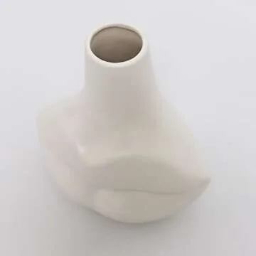 Fauevav Body Vase White Ceramic Vase for Modern Home Decor, Lip Shape Flower Holder for Wedding Dinner Table Party, Flower Vases for Living Room, Kitchen, Mantle, Bedroom, Dining Table Decoration