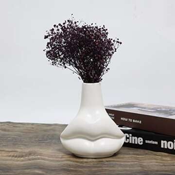 Fauevav Body Vase White Ceramic Vase for Modern Home Decor, Lip Shape Flower Holder for Wedding Dinner Table Party, Flower Vases for Living Room, Kitchen, Mantle, Bedroom, Dining Table Decoration