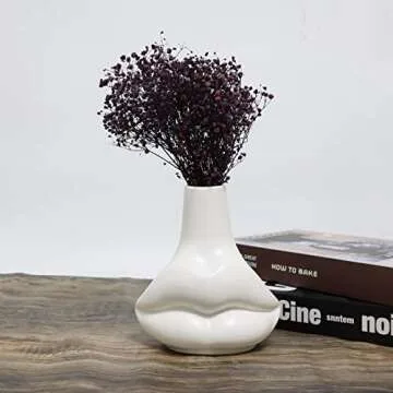 Fauevav Body Vase White Ceramic Vase for Modern Home Decor, Lip Shape Flower Holder for Wedding Dinner Table Party, Flower Vases for Living Room, Kitchen, Mantle, Bedroom, Dining Table Decoration