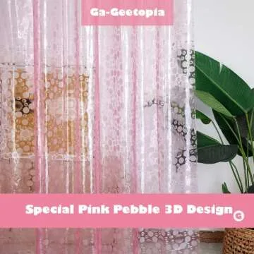 Ga-Geetopia EVA Pink Thin Shower Curtain Liner, Pebble Pattern 72x72 Inch Lightweight Plastic Bathroom Shower Showroom Inner Curtain with Rustproof Metal Grommets and Weighted Magnets(No Hooks)