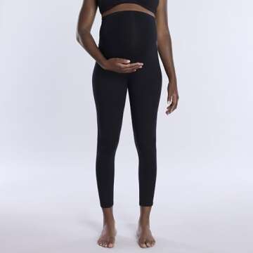 Motherhood Maternity Women's Essential Stretch Full Length Secret Fit Over The Belly Pregnancy Legging, Black, Medium