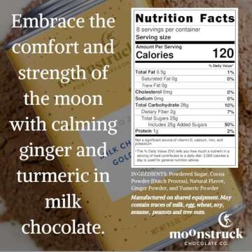 Moonstruck Chocolate Cozy Ginger and Turmeric Milk Chocolate Hot Cocoa Mix, 9.5oz (Pack of 1)