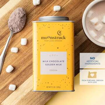 Moonstruck Chocolate Cozy Ginger and Turmeric Milk Chocolate Hot Cocoa Mix, 9.5oz (Pack of 1)