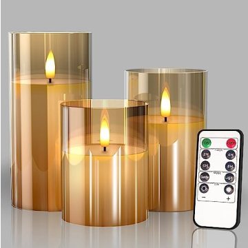 Battery Operated Gold LED Flameless Candles with Remote