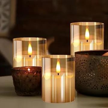Battery Operated Gold LED Flameless Candles with Remote