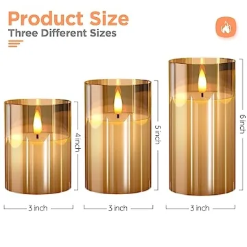 Battery Operated Gold LED Flameless Candles with Remote