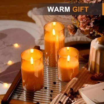 Battery Operated Gold LED Flameless Candles with Remote