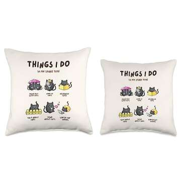 The Cozy Mystery Company Things I Do in My Spare Time Cozy Mystery Kitty Cats Throw Pillow, 18x18, Multicolor