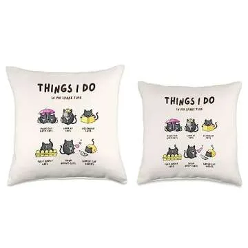 The Cozy Mystery Company Things I Do in My Spare Time Cozy Mystery Kitty Cats Throw Pillow, 18x18, Multicolor
