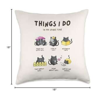 The Cozy Mystery Company Things I Do in My Spare Time Cozy Mystery Kitty Cats Throw Pillow, 18x18, Multicolor