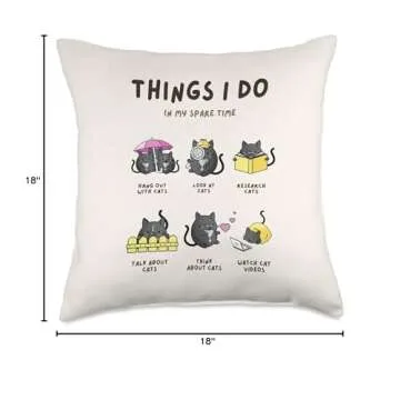 The Cozy Mystery Company Things I Do in My Spare Time Cozy Mystery Kitty Cats Throw Pillow, 18x18, Multicolor