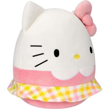 Squishmallows Sanrio 14-Inch Hello Kitty Wearing Gingham Skirt Plush - Large Ultrasoft Official Kell...