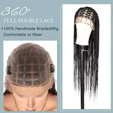 Fecihor Criss Cross Knotless Braided Wigs with Baby Hair 36" Cornrow Lace Front Braids Wigs for Women Full Double Lace Black Braid Wig