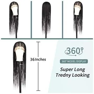 Fecihor Criss Cross Knotless Braided Wigs with Baby Hair 36" Cornrow Lace Front Braids Wigs for Women Full Double Lace Black Braid Wig