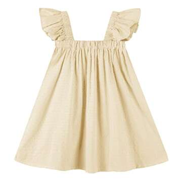 LNKXRTY Baby Girls Cotton Dress Sleeveless Swiss Dot Dress Toddler A-Line Casual Dress Sleeveless Baby Cute Party Dresses 688 Beige 110