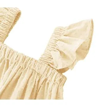 LNKXRTY Baby Girls Cotton Dress Sleeveless Swiss Dot Dress Toddler A-Line Casual Dress Sleeveless Baby Cute Party Dresses 688 Beige 110