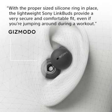 Sony LinkBuds Truly Wireless Earbud Headphones with an Open-Ring Design for Ambient Sounds and Alexa Built-in, Bluetooth Ear Buds Compatible with iPhone and Android, Gray