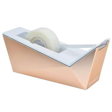 Scotch Facet Design One-Handed Dispenser, with 3/4 x 350 Tape Roll, 1" Core, Copper (C17-CP)